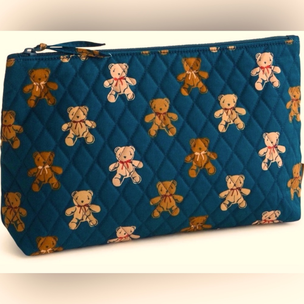 Vera Bradley Quilted Teddy Bear Cosmetic Pouch
